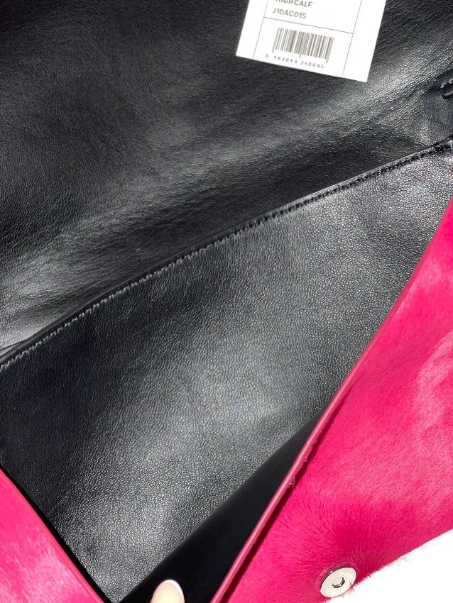 Theory Hot Pink Calf Hair Chain Clutch