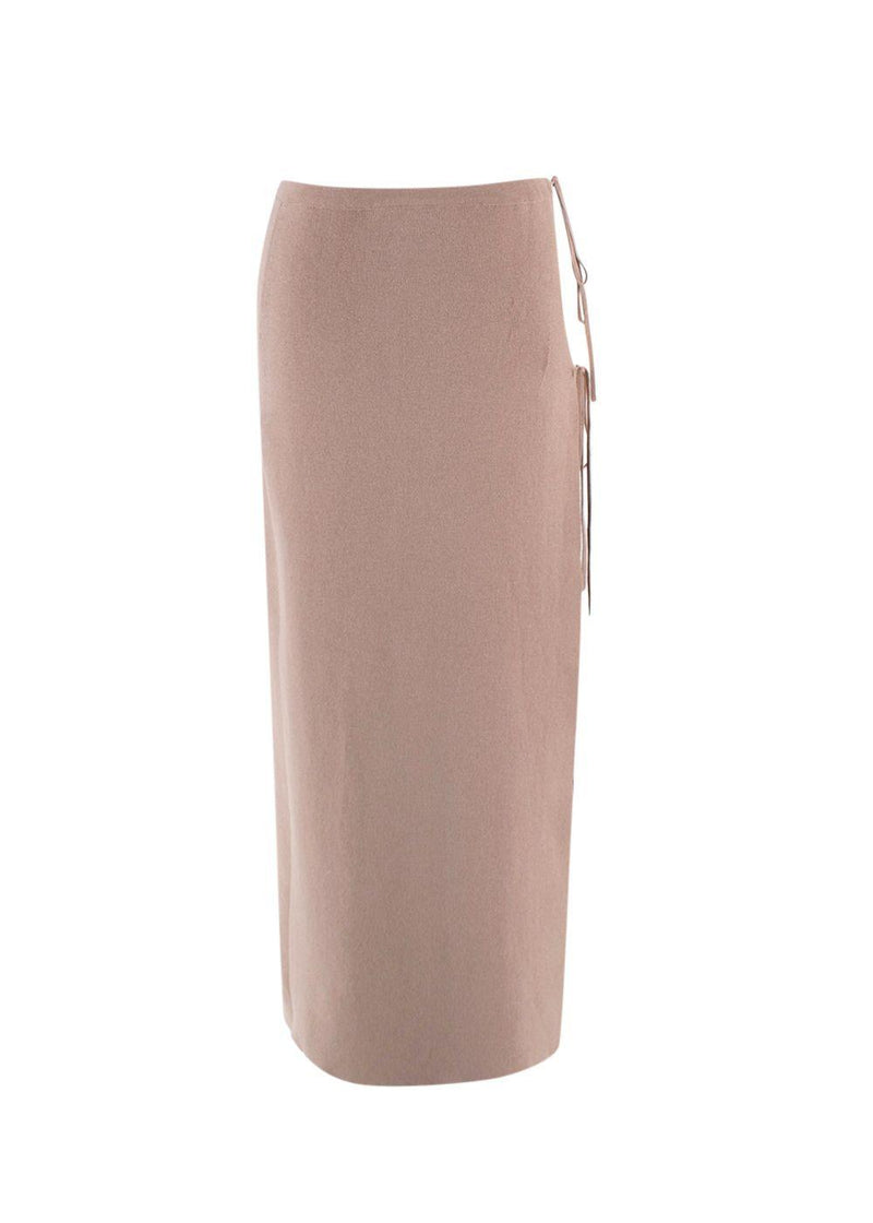 Magda Butrym Beige Ribbed Midi Wrap Skirt