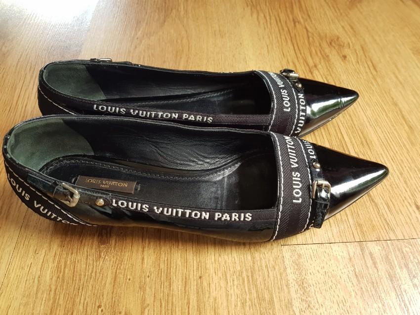 Louis Vuitton Black Logo Strip Pointed Toe Ballerinas