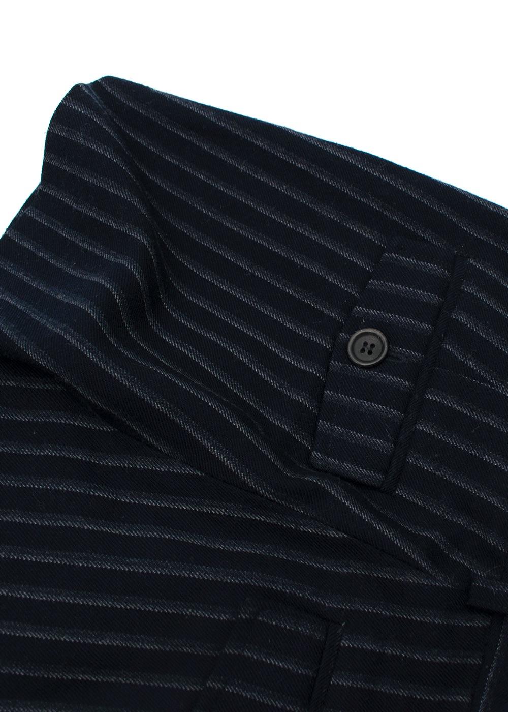 Navy Pinstripe Wool Tailored Shorts
