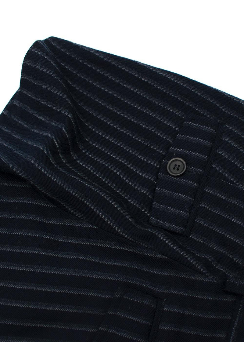 Navy Pinstripe Wool Tailored Shorts