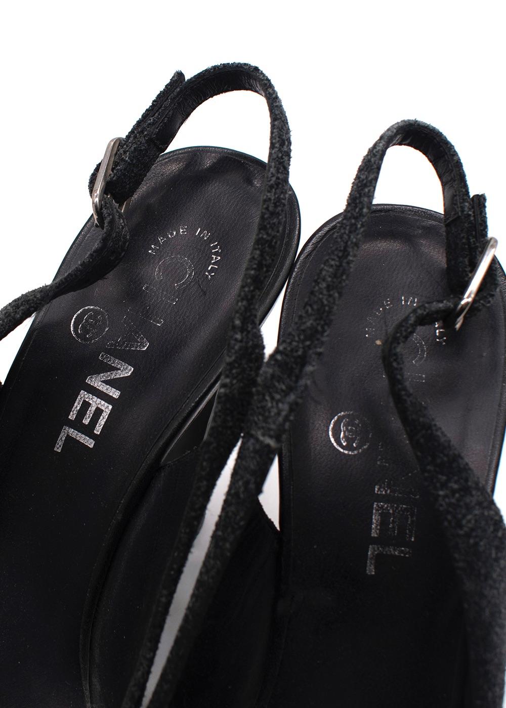 Chanel Grey Suede and Leather CC Cap Toe Slingback