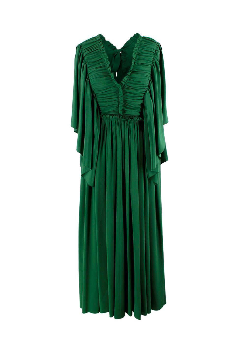 Rochas Green Pleated Open Back Dress