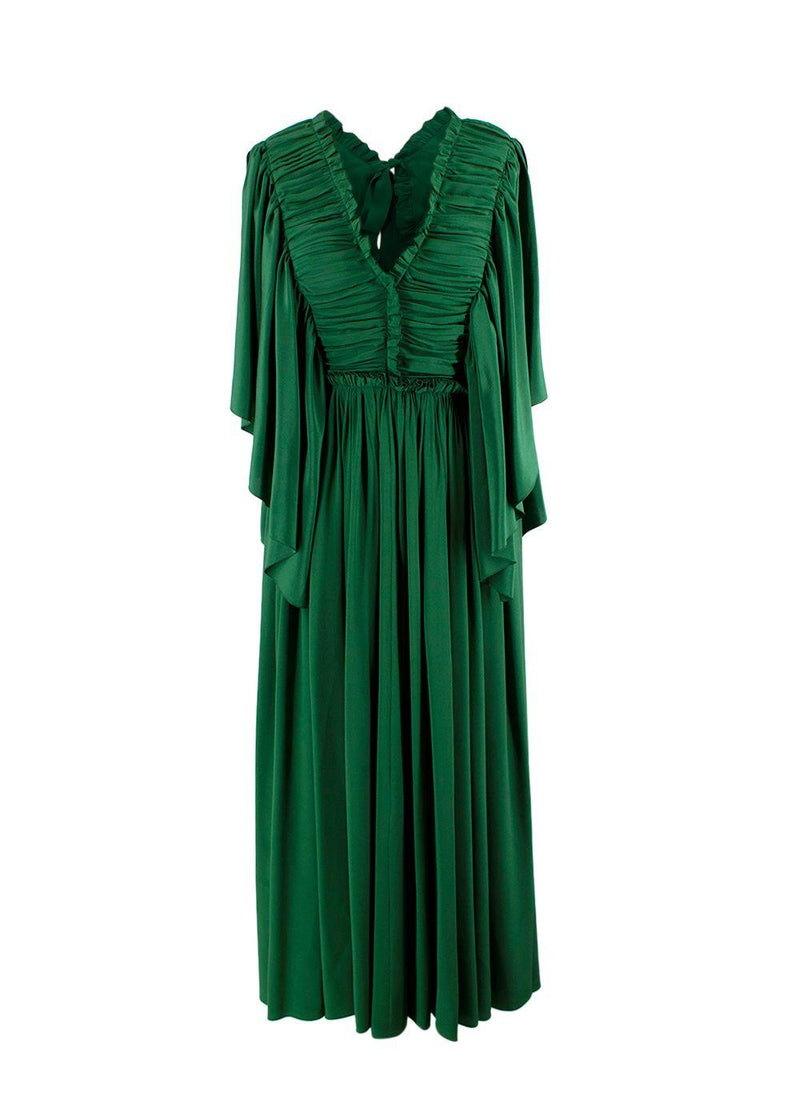 Rochas Green Pleated Open Back Dress