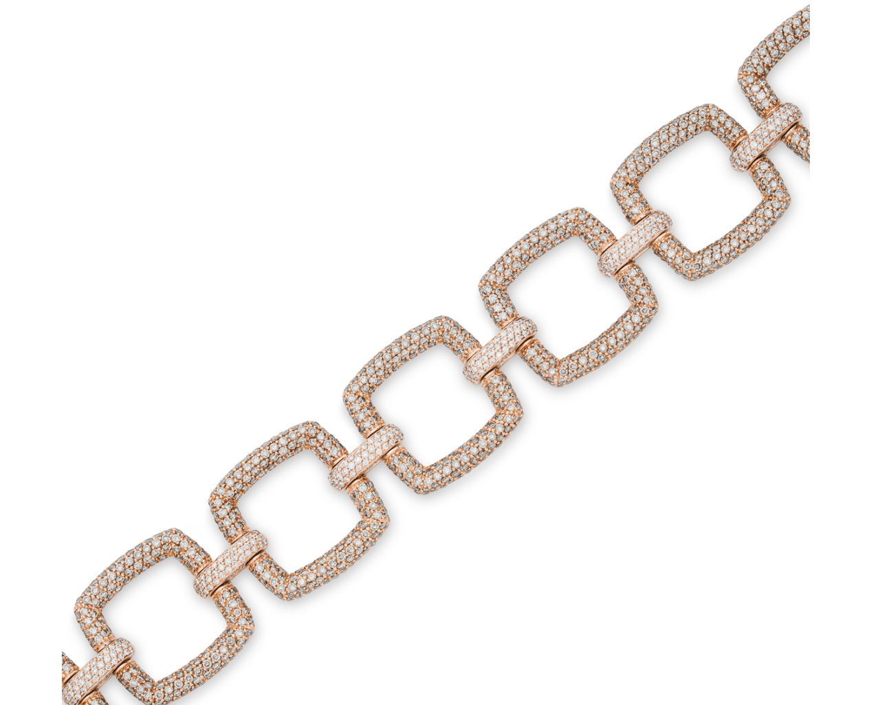18kt Rose Gold Pave Diamond Chunky Link Bracelet