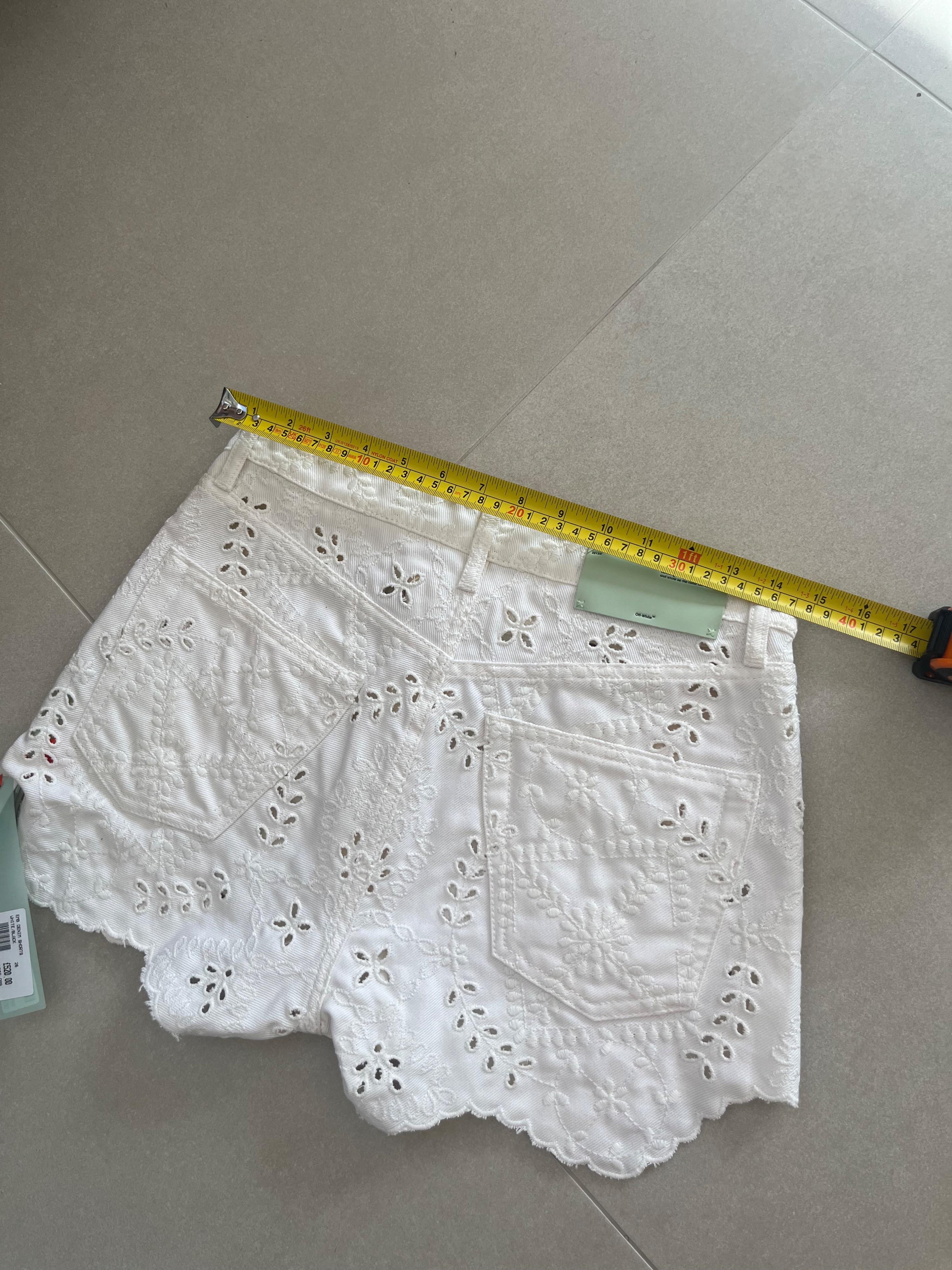 Off-White Broderie Anglaise Denim Shorts