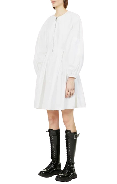 Puff-Sleeve Cotton-Poplin Mini Dress