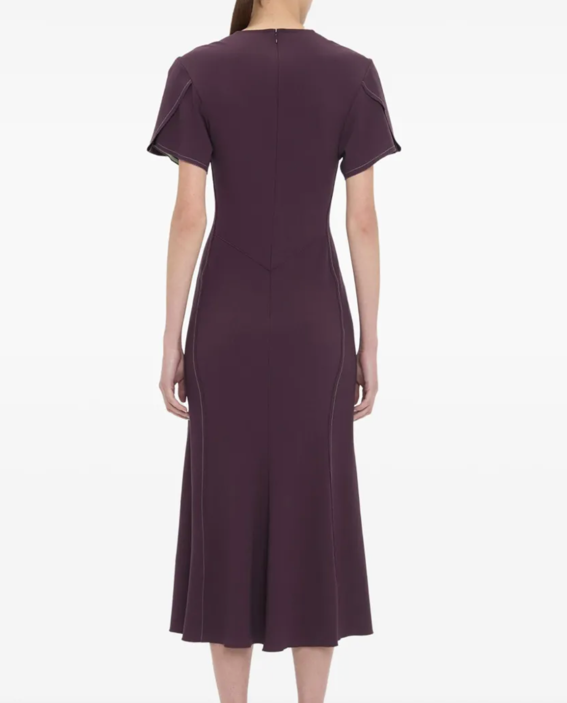 Victoria Beckham Gathered V-neck Midi Dress