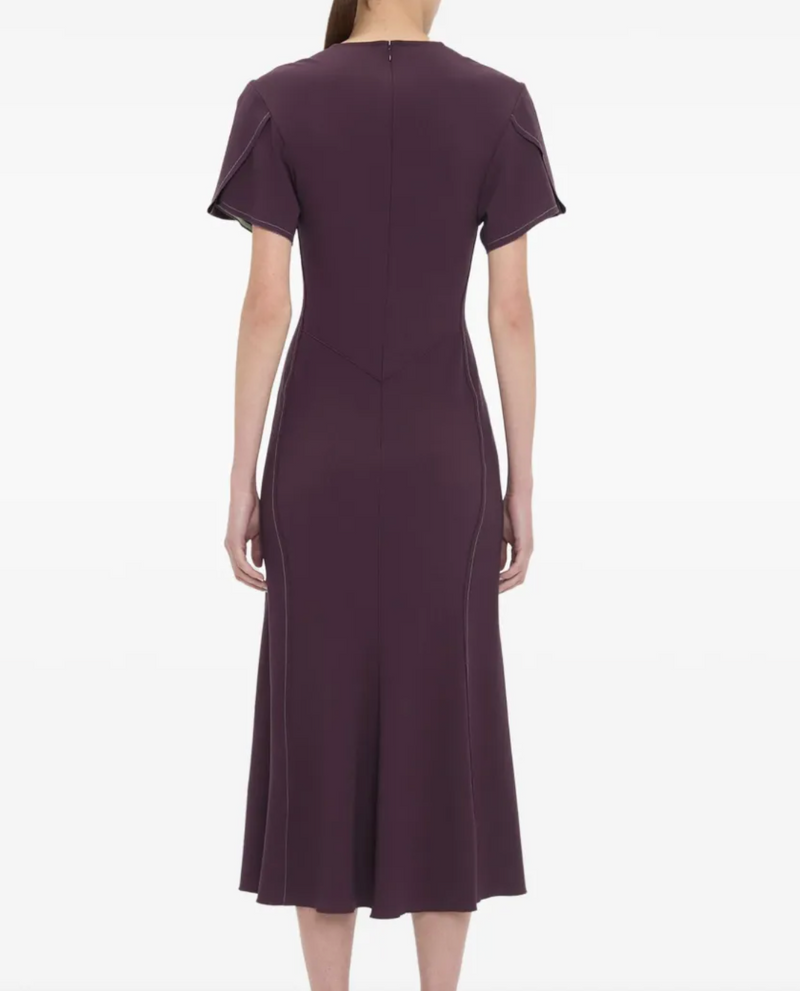 Victoria Beckham Gathered V-neck Midi Dress