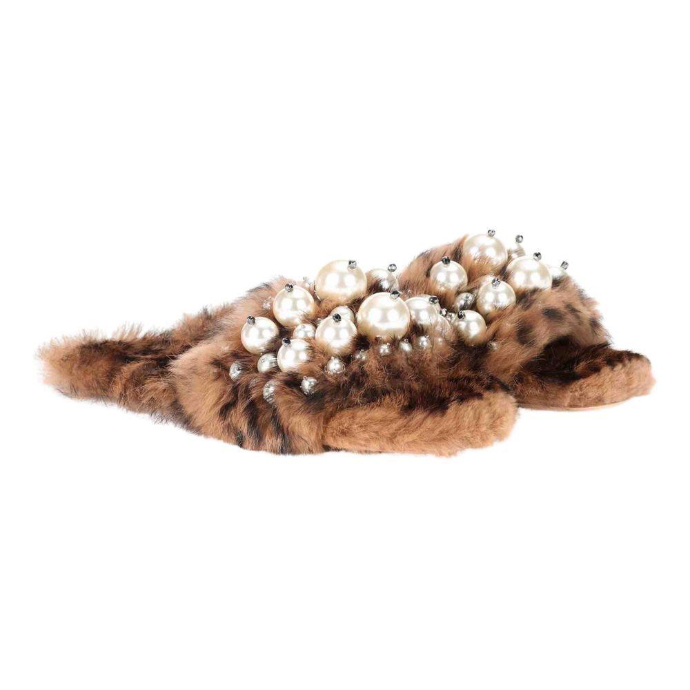 Embellished Faux Fur Slippers