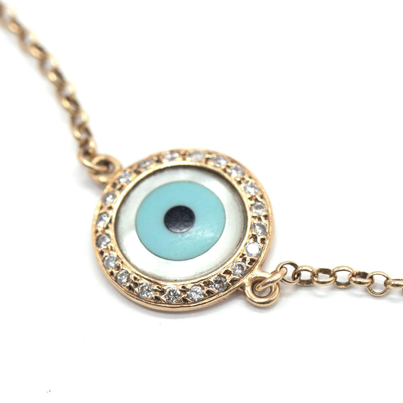 Bespoke Gold, Diamond And  Enamel Evil Eye Bracelet