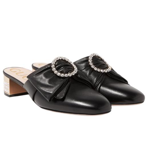Gucci candy bow crystal embellished leather mules