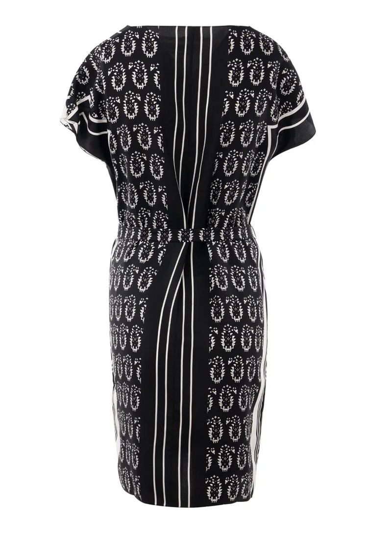 Hermes Black And White Belted Silk Dress Tunic