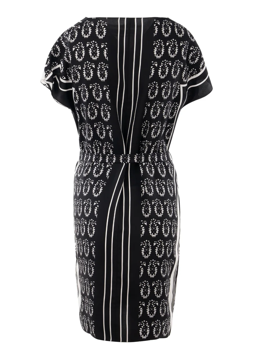 Hermes Black And White Belted Silk Dress Tunic