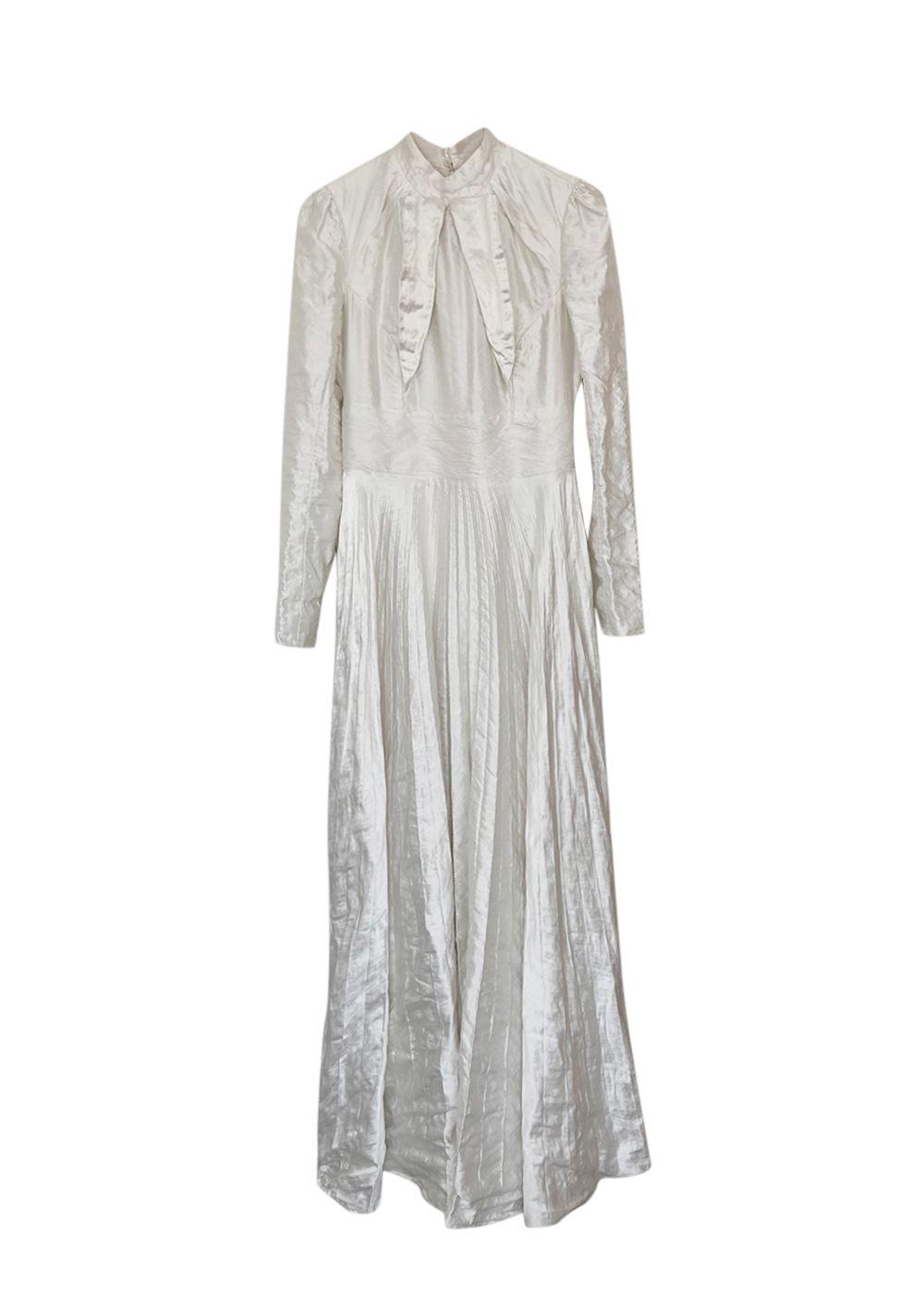 Erdem White Tie Detail Satin Maxi Dress
