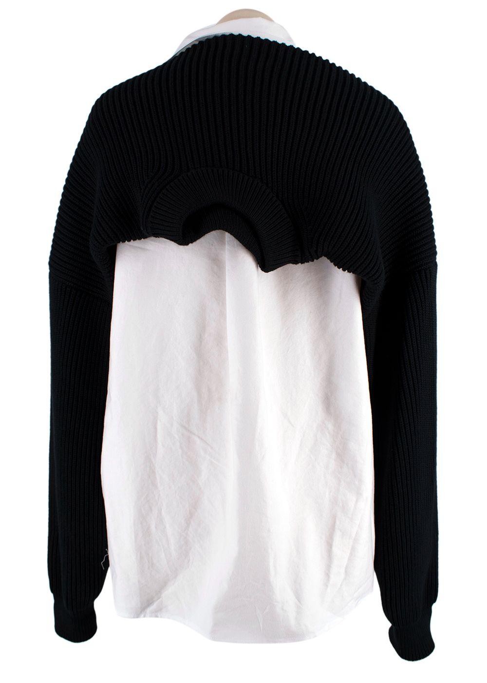 Alexander Wang Black Overlay Oxford  Knit Shrug Shirt