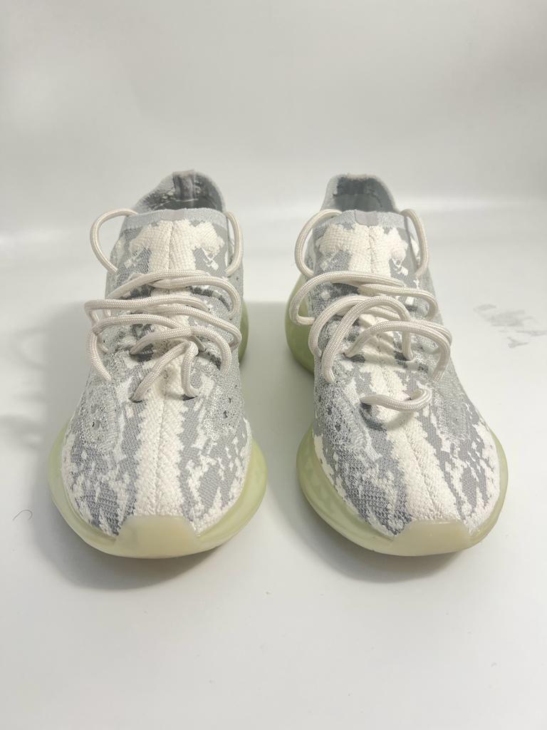 Grey & White Stretch-Knit Boost 350 Sneakers
