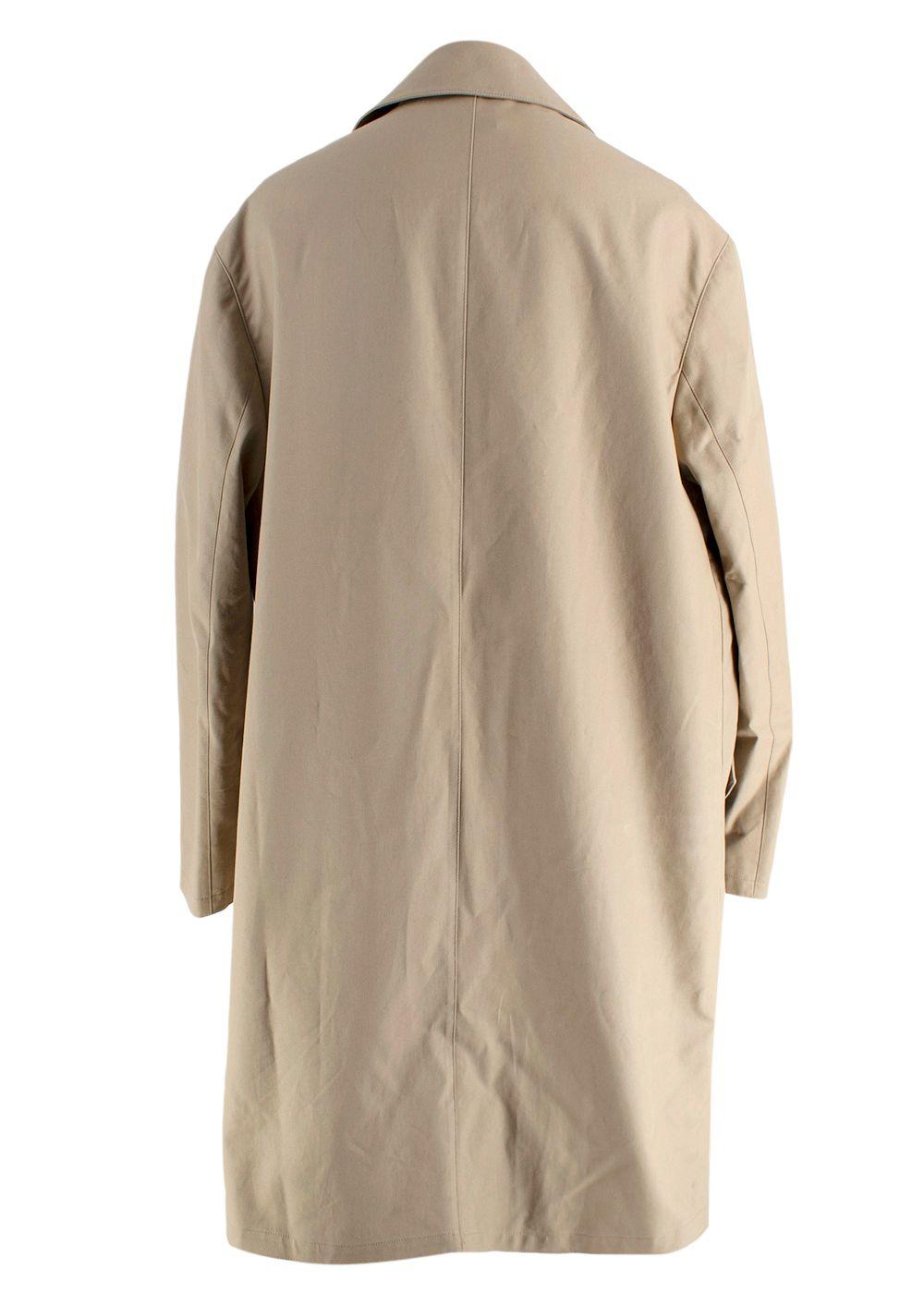 Hermes Neutral Beige Trench Coat with Brown Leather Inserts