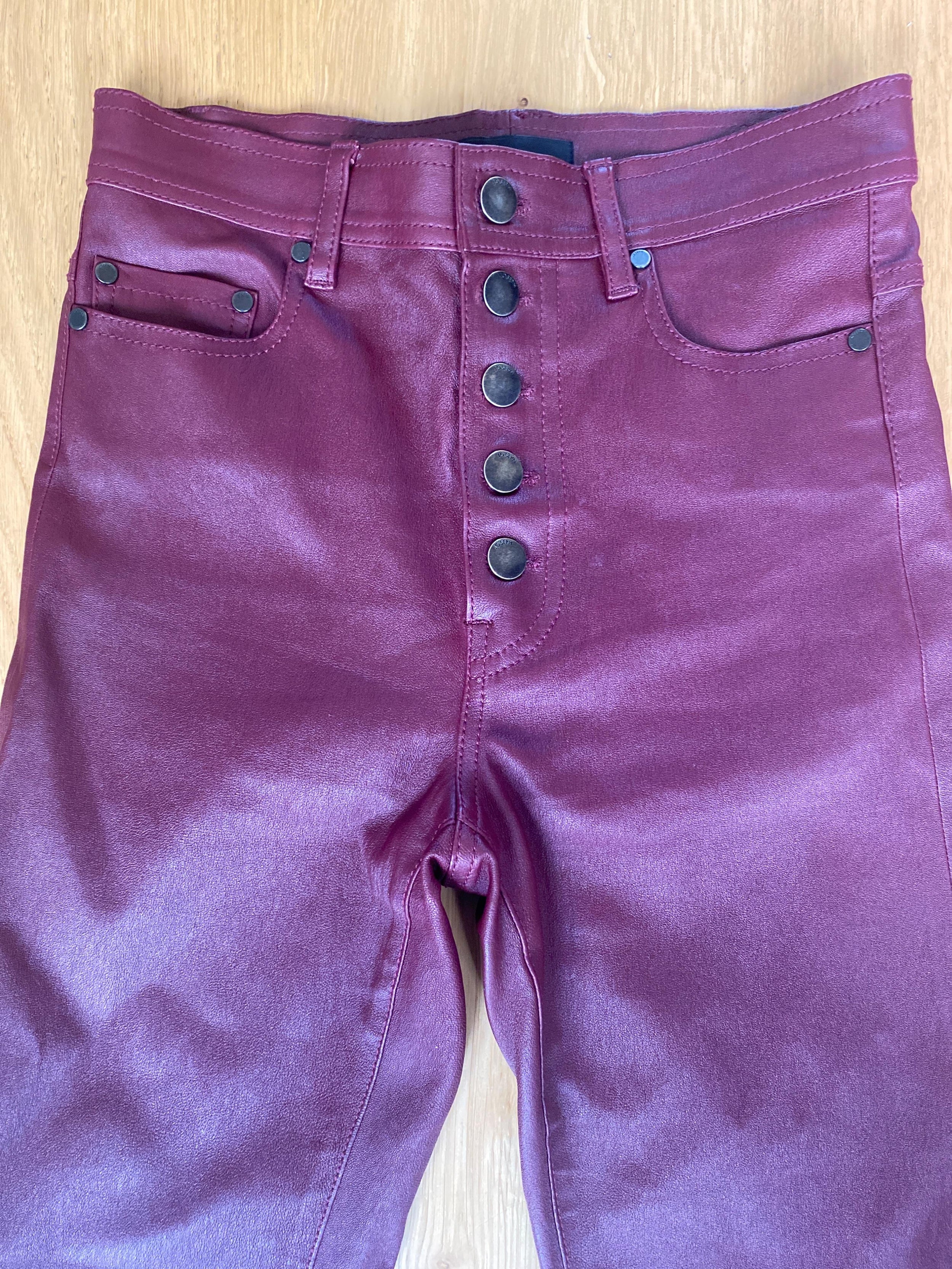 Den Burgundy Stretch Leather Pants