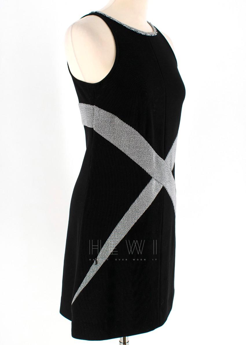 Chanel Black & SIlver Wool Blend Mini Dress