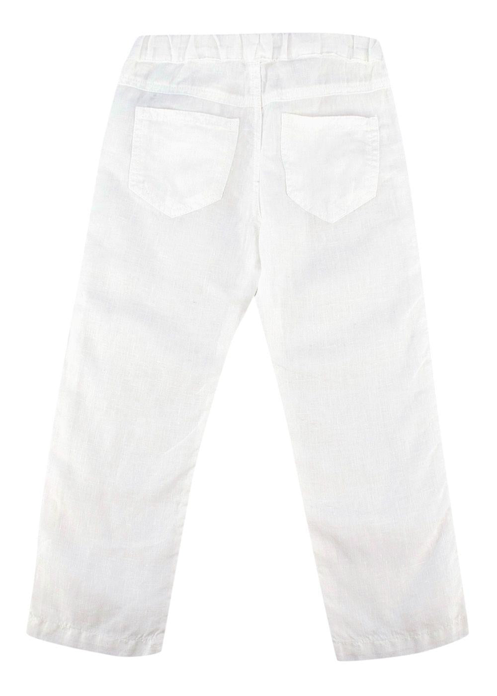Kids white cotton draw string trousers