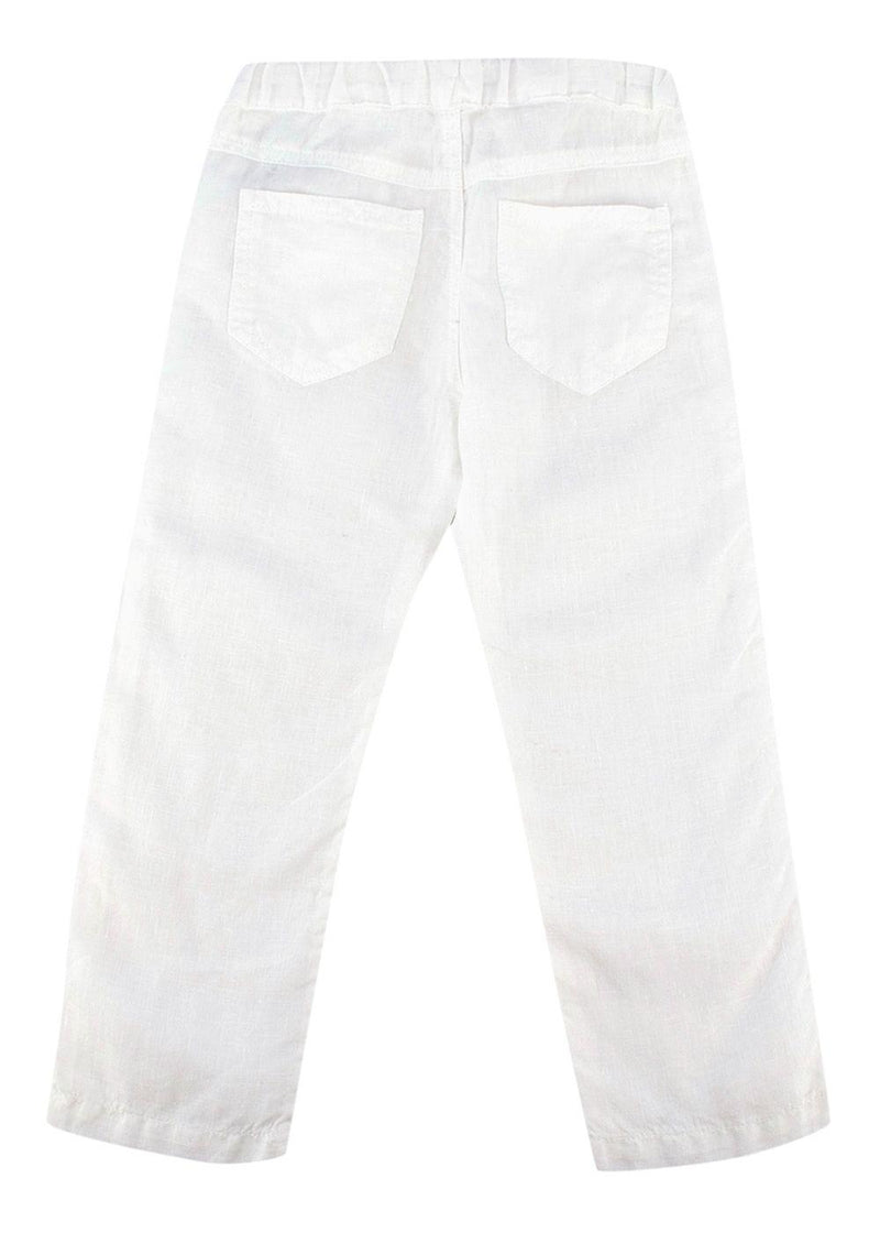 Kids white cotton draw string trousers