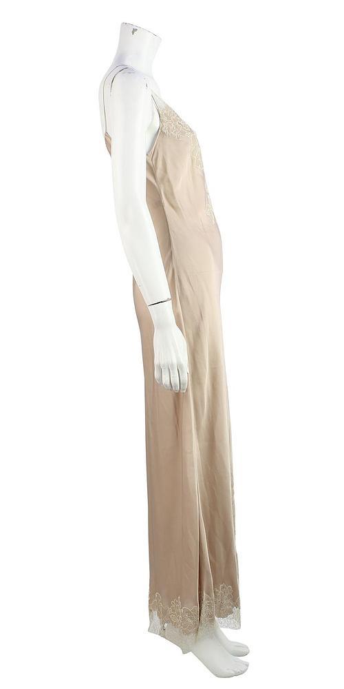 nude silk crepe lace trimmed slip