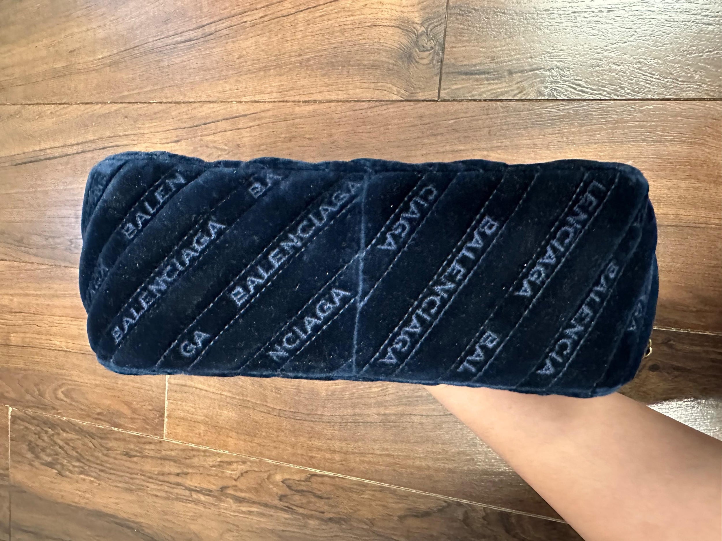 Balenciaga Blue Velvet Matelasse Shoulder Bag