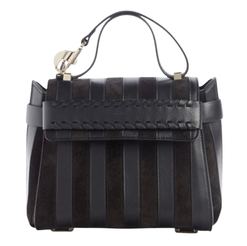 Black Leather Nacha Top-Handle Bag