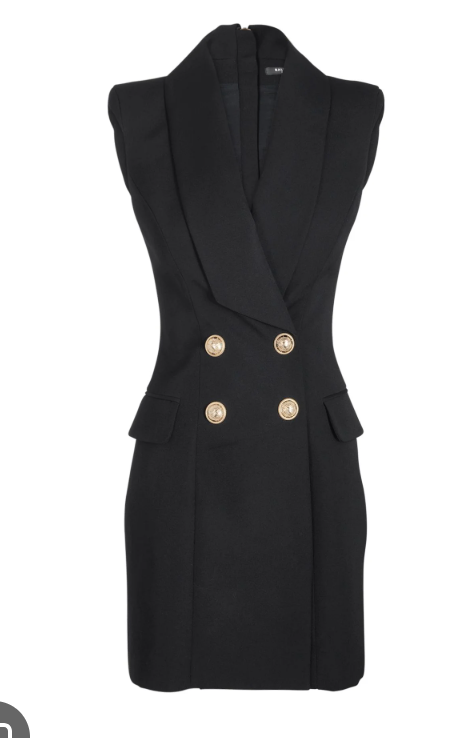 Balmain Black Sleeveless Blazer Dress