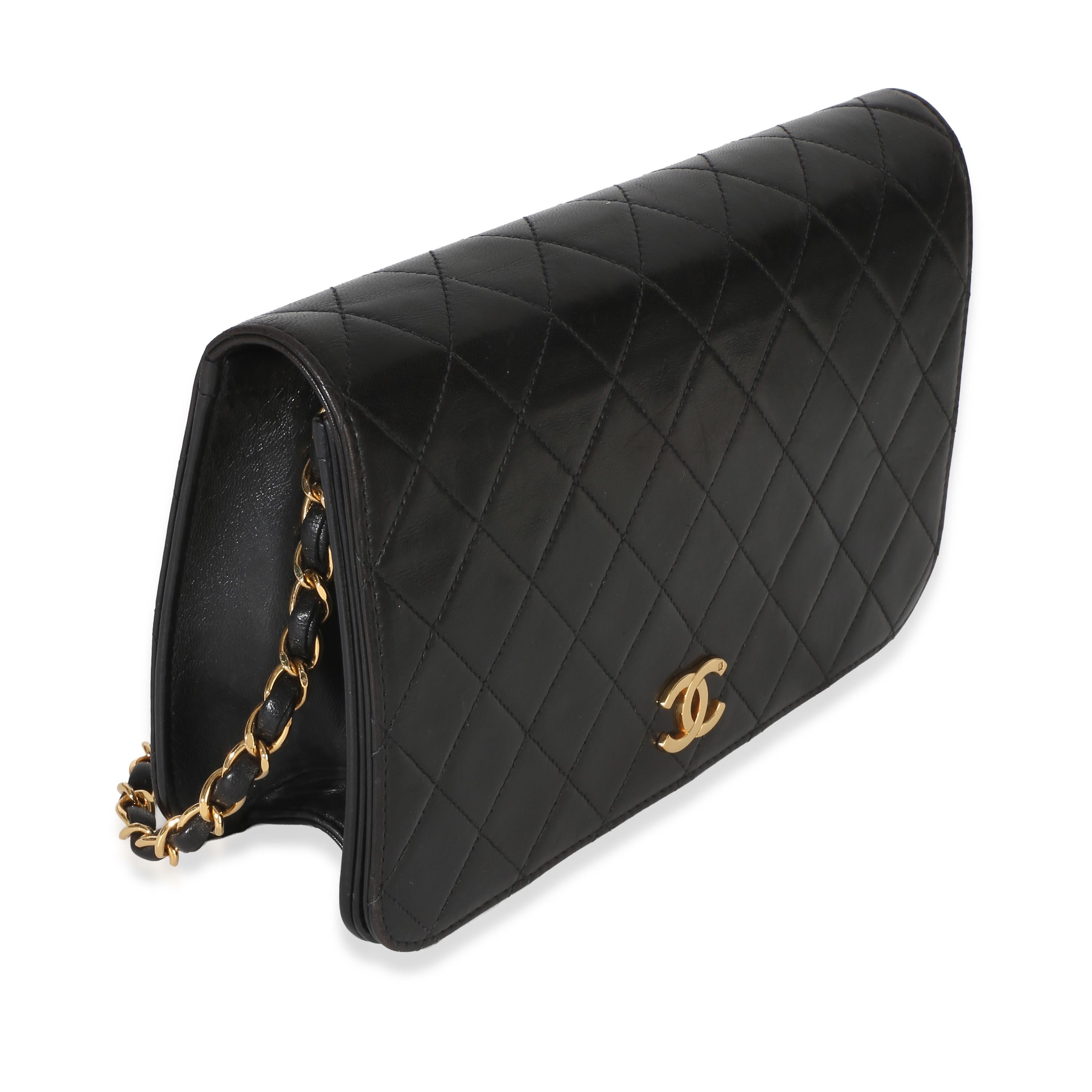 Chanel  Vintage Black Quilted Lambskin Full Flap Bag