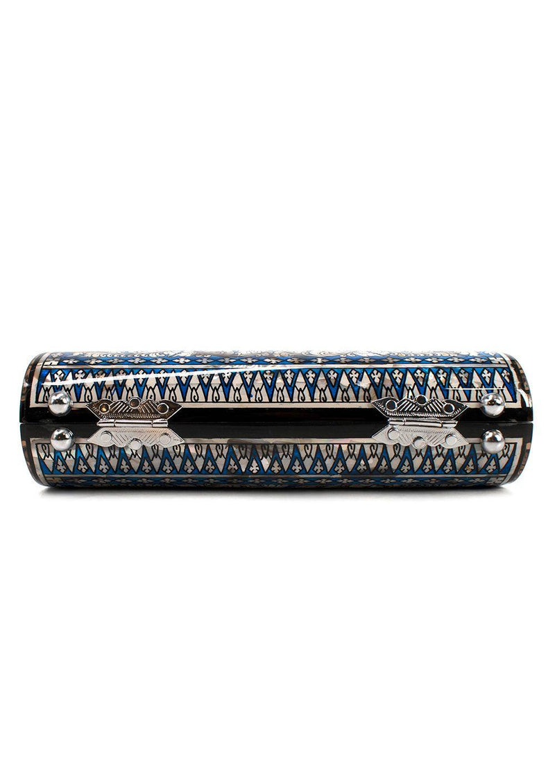 Bespoke Blue Patterned Mother of Pearl Clutch Bag