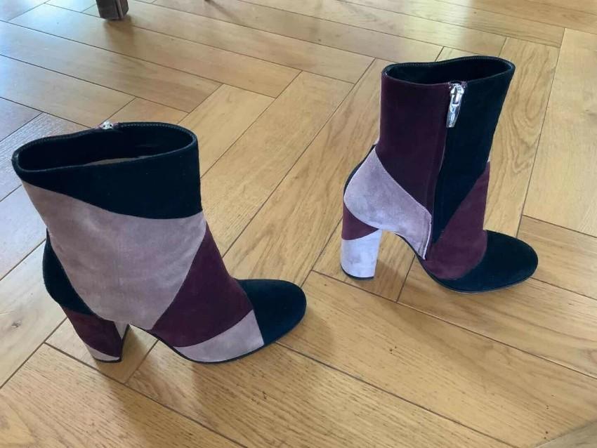 Gianvito Rossi Suede Patchwork Ankle Boots