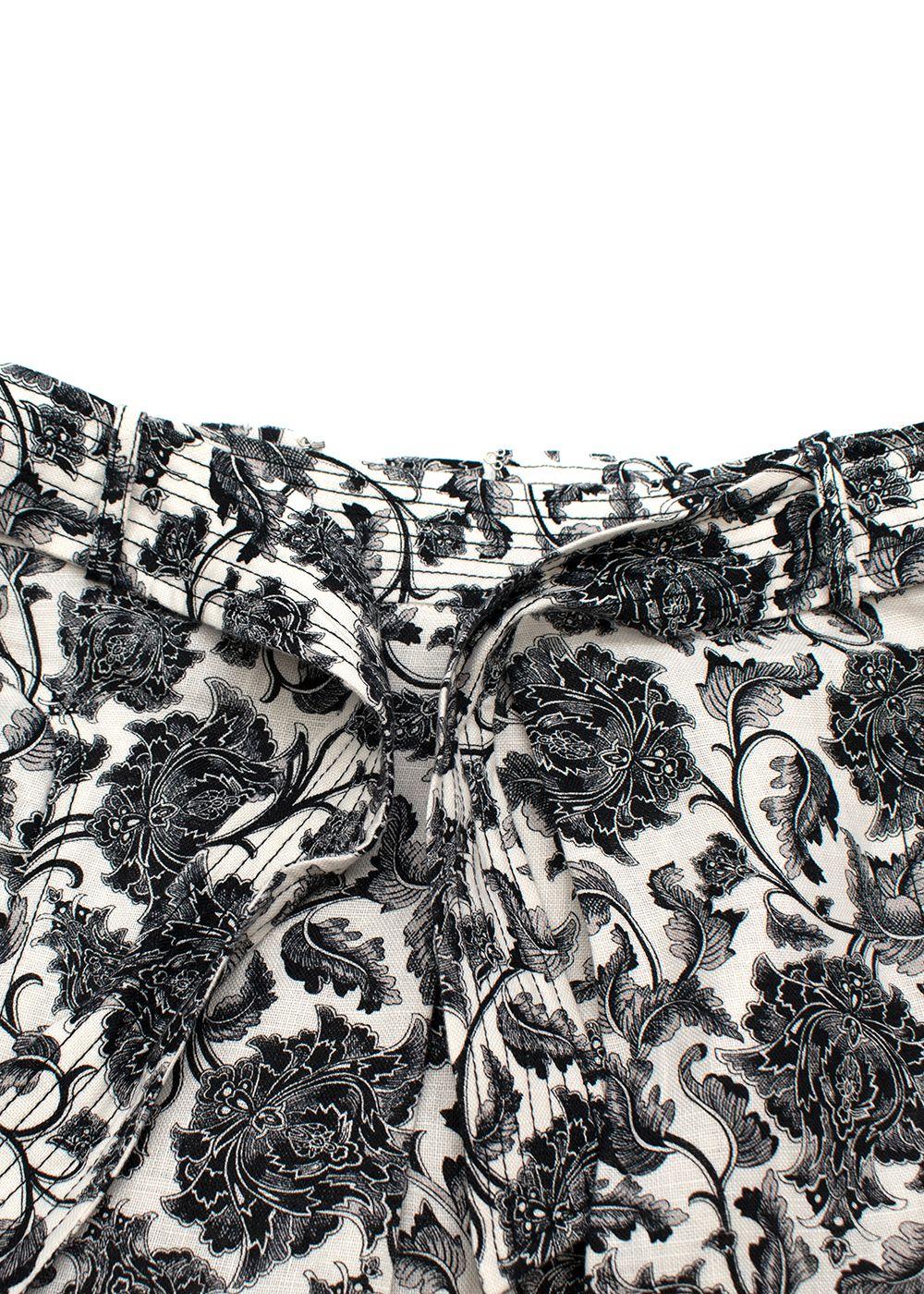 Zimmermann Black & ivory toile print silk-satin camisole & linen skirt