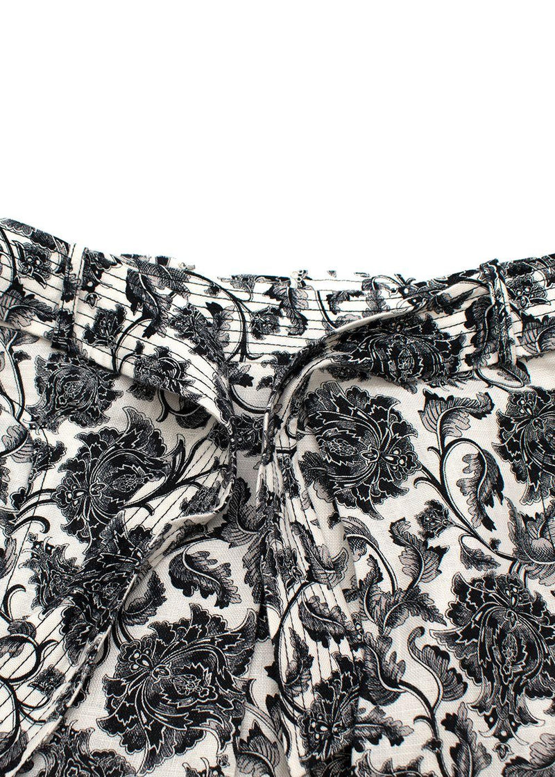 Zimmermann Black & ivory toile print silk-satin camisole & linen skirt