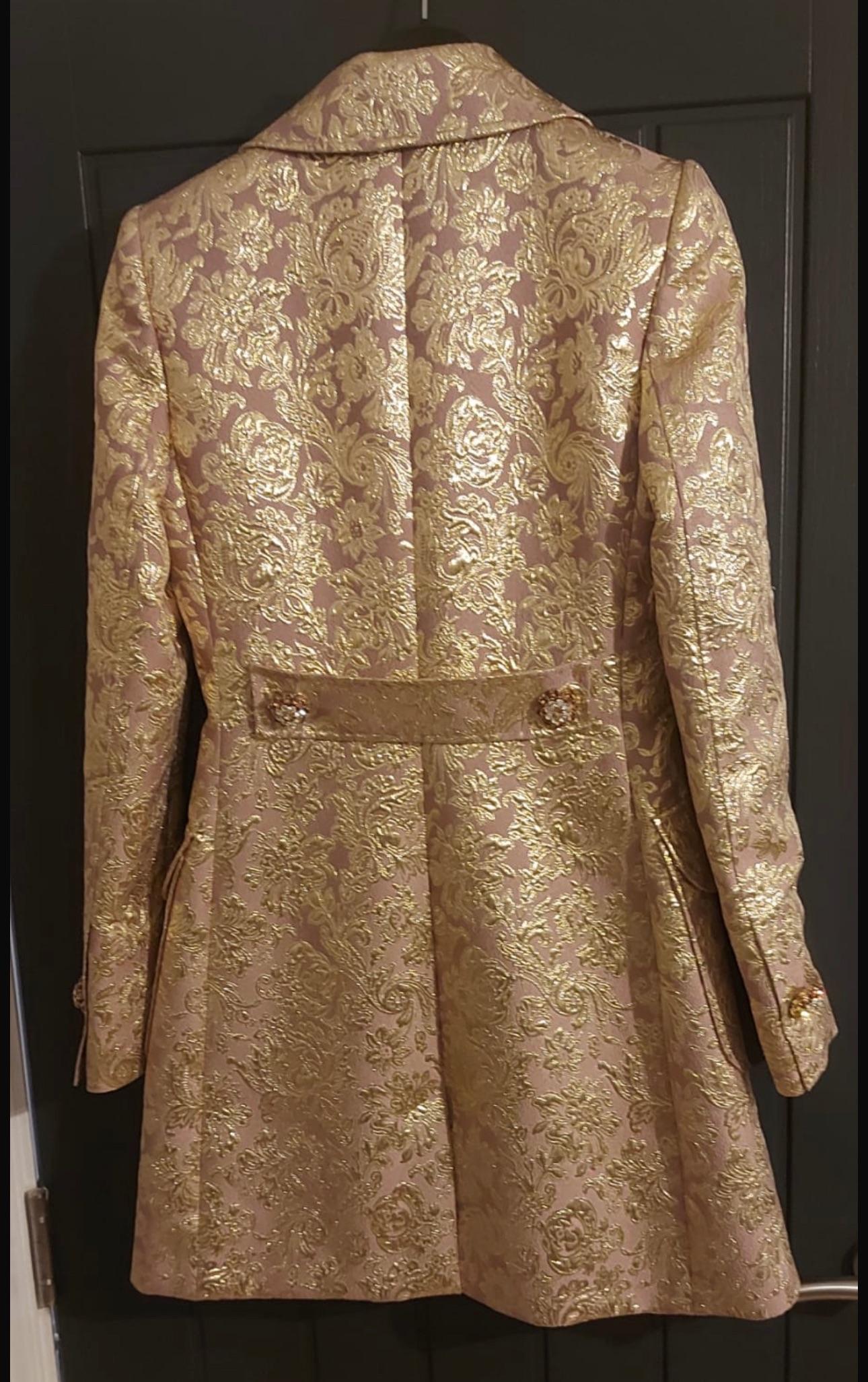 Dolce & Gabbana JGold Rose acquard Crystal Button Coat