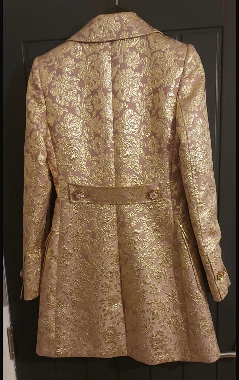 Dolce & Gabbana JGold Rose acquard Crystal Button Coat