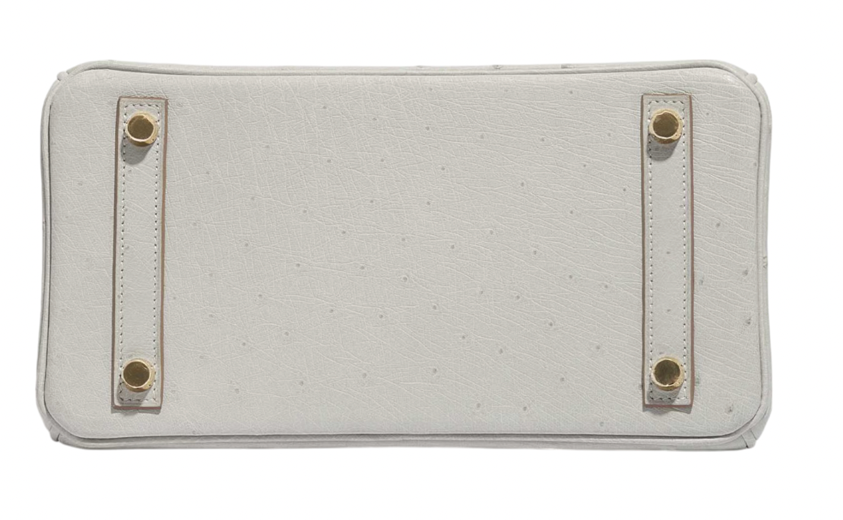 Hermès HSS Autruche Gris Perle Birkin 25 With Gold-tone Hardware