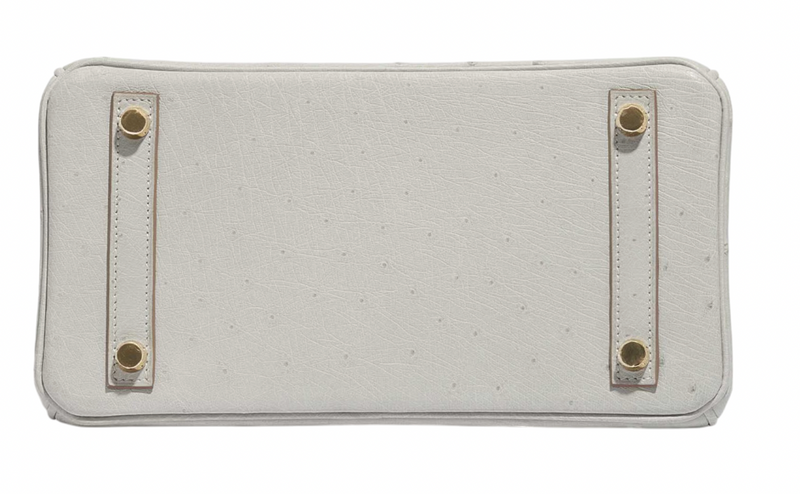 Hermès HSS Autruche Gris Perle Birkin 25 With Gold-tone Hardware