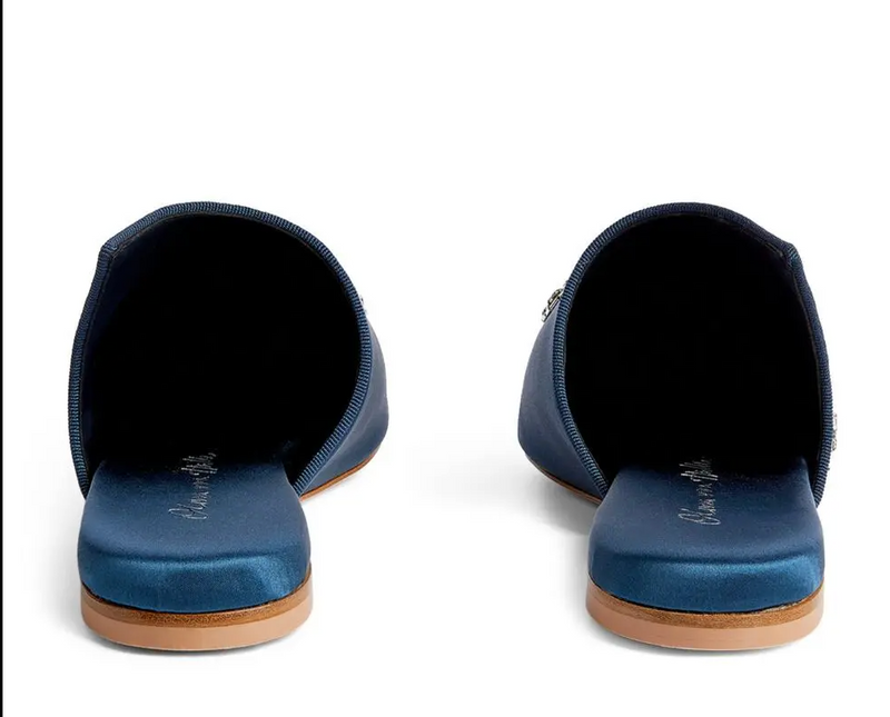 Olivia Von Halle  Satin Embellished Contessa Slippers