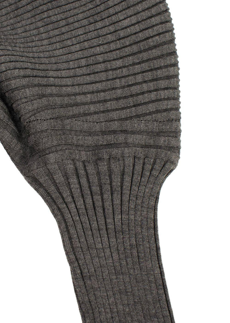 Bottega Veneta Grey Ribbed Knit Turtleneck Top