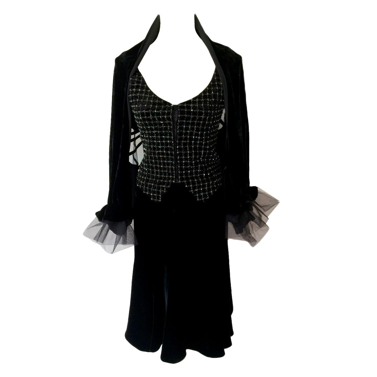 GIORGIO ARMANI Runway Black Velvet Skirt