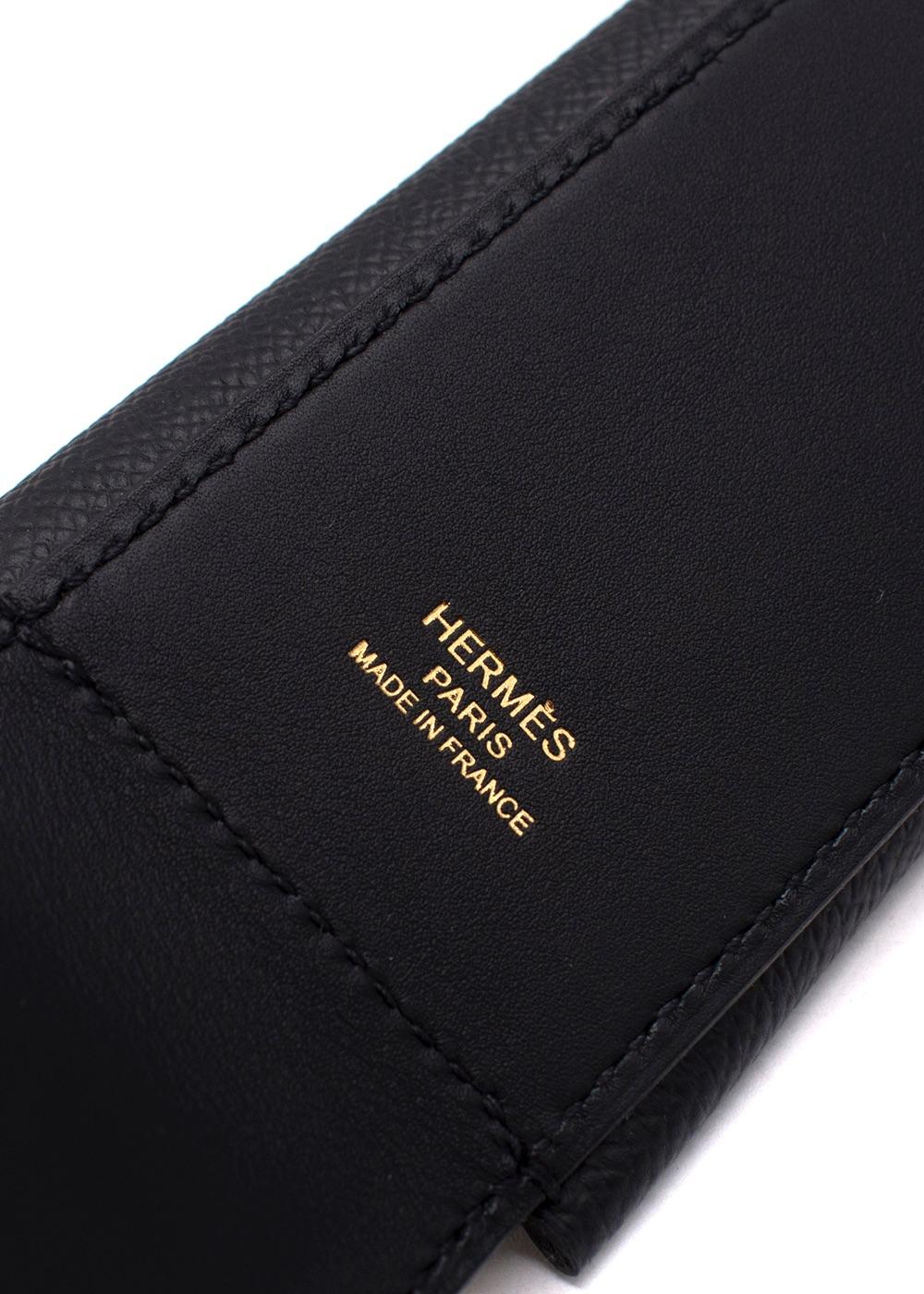 Hermes Black Kelly Pocket Bag Strap with Gold Hardware