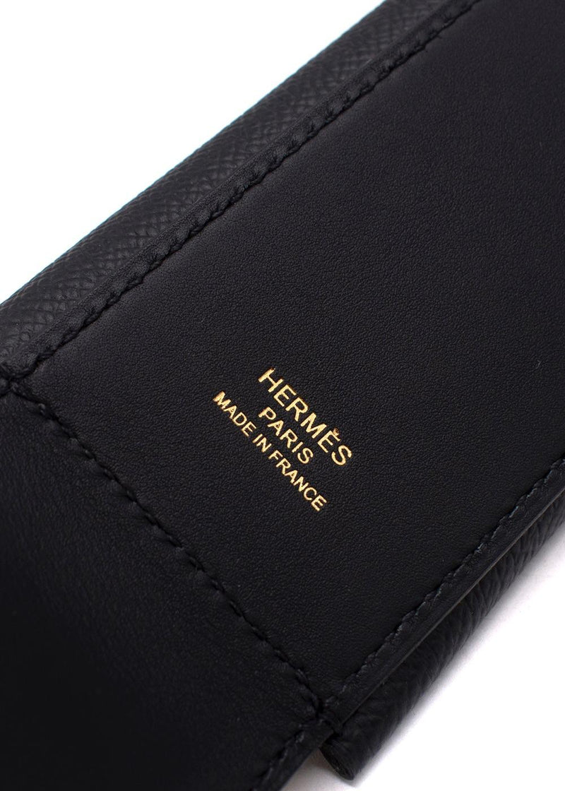 Hermes Black Kelly Pocket Bag Strap with Gold Hardware