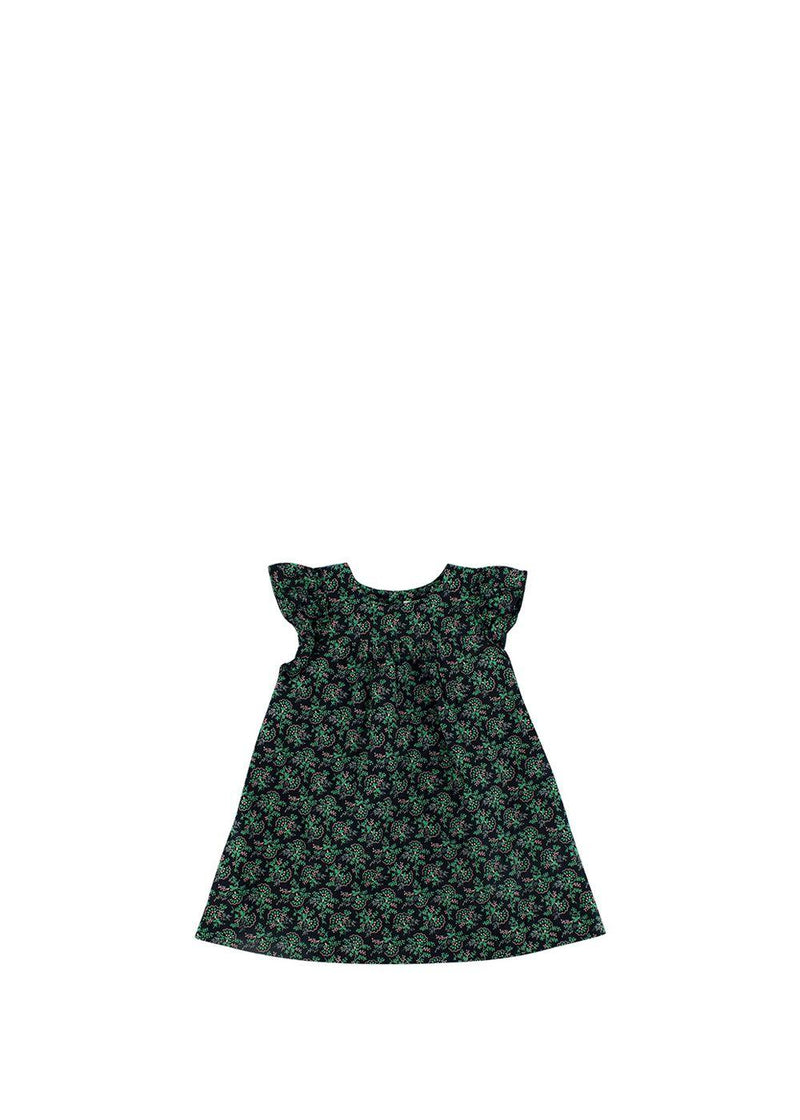 Black & Green Leaf Print Cotton Tunic Dress