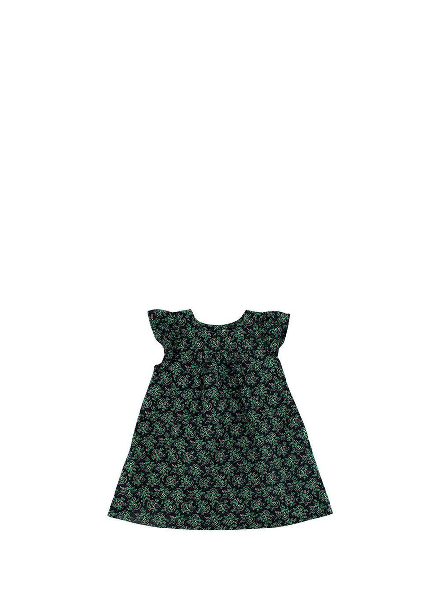 Black & Green Leaf Print Cotton Tunic Dress
