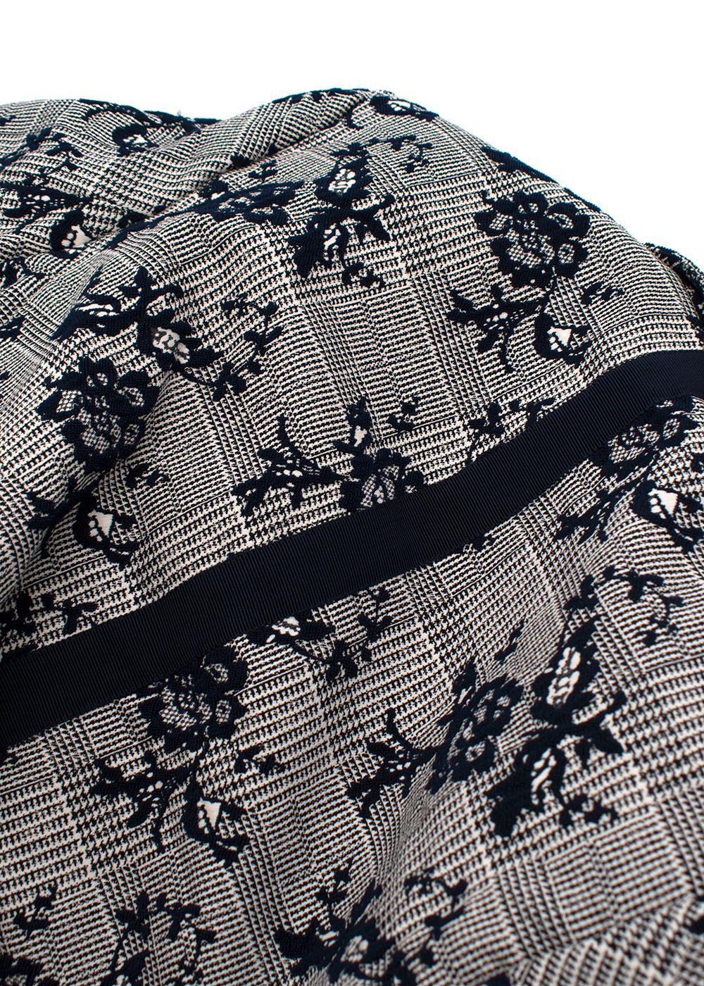 Blue Floral Embroidered Single Breasted Blazer