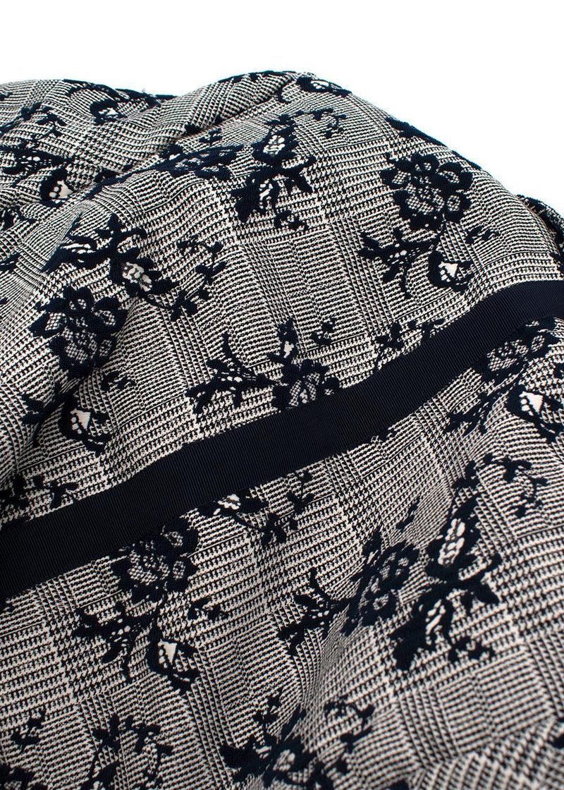 Blue Floral Embroidered Single Breasted Blazer