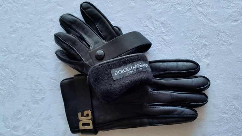 Dolce & Gabbana DG Black Leather Gloves