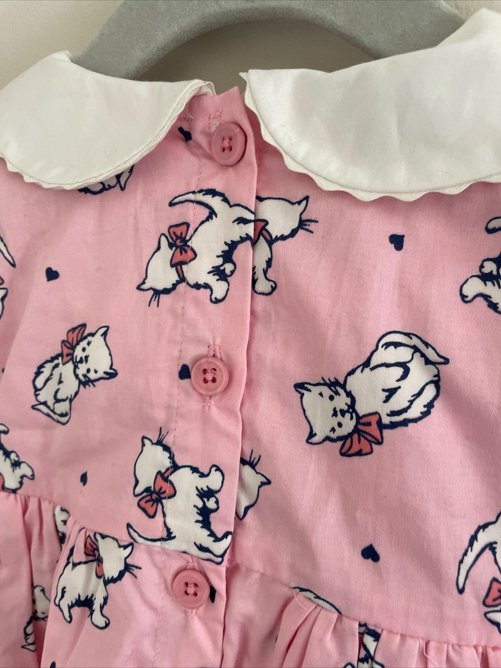 Pink Kitten Printed Cotton Dress